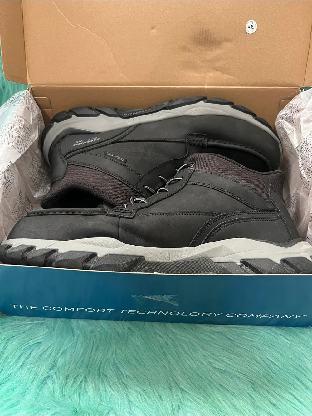Like new Skechers Work Men's Black Safety Toe Slip-in Boots size 13 in Box